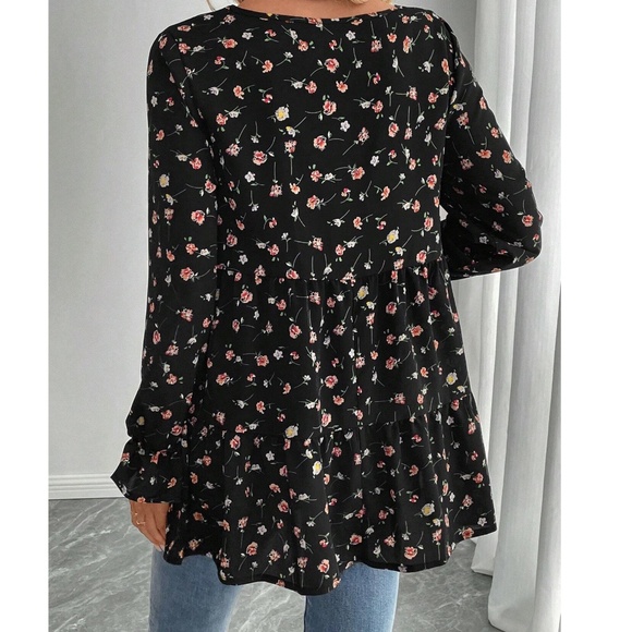 Maternity Floral Print Round Neck Long Sleeve Blouse - Picture 4 of 9